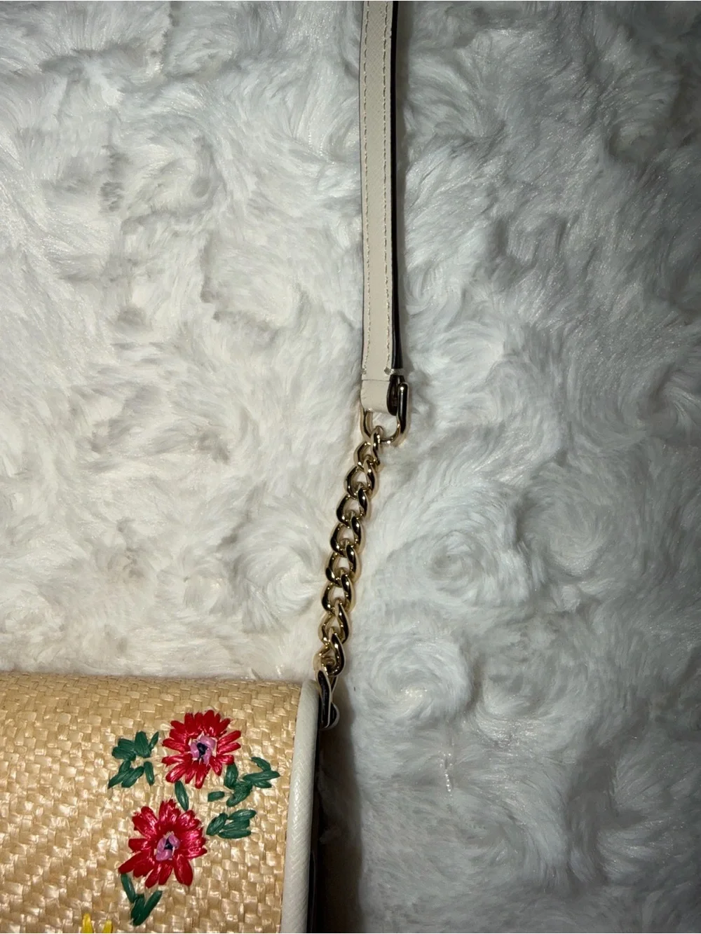 Kate Spade New York Staci Floral Straw Small Flap Crossbody in Garden Bouquet